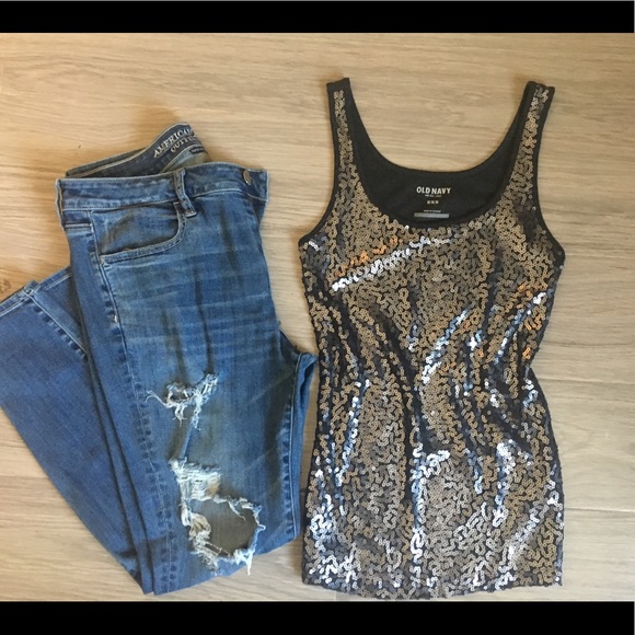 Matte Sequin Tank Top - Picture 1 of 1